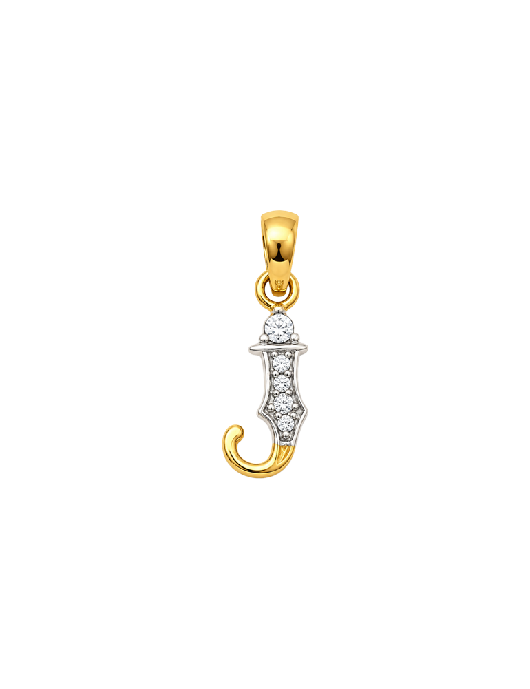 Initial 'J' Gold Pendant - 22 Karat