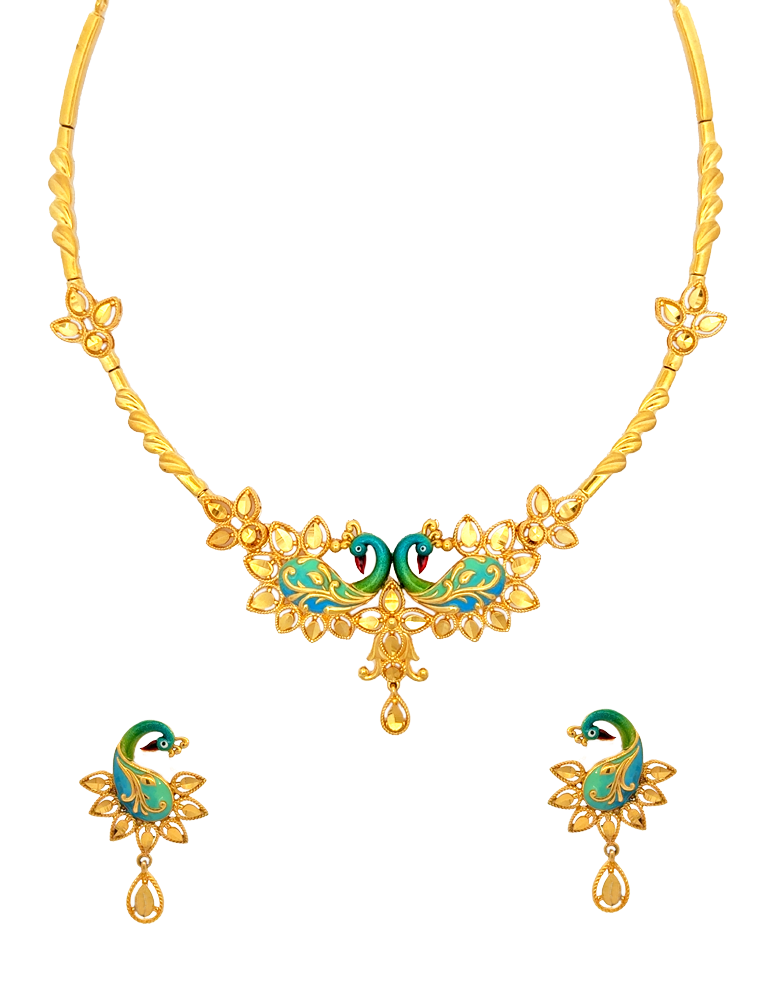 Shobha Mayura Necklace Set - 22 Kt