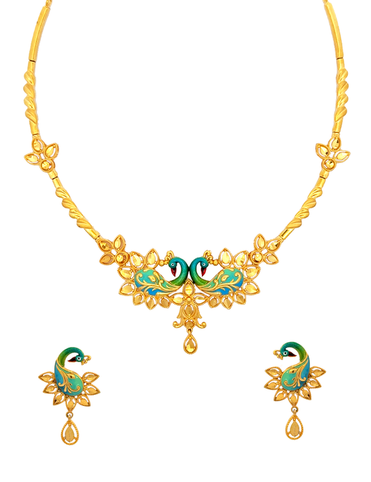 Shobha Mayura Necklace Set - 22 Kt