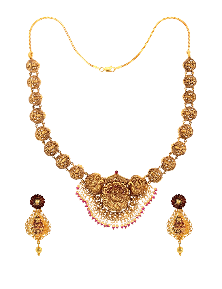 Kanakotsav Antique Necklace Set 22 Kt