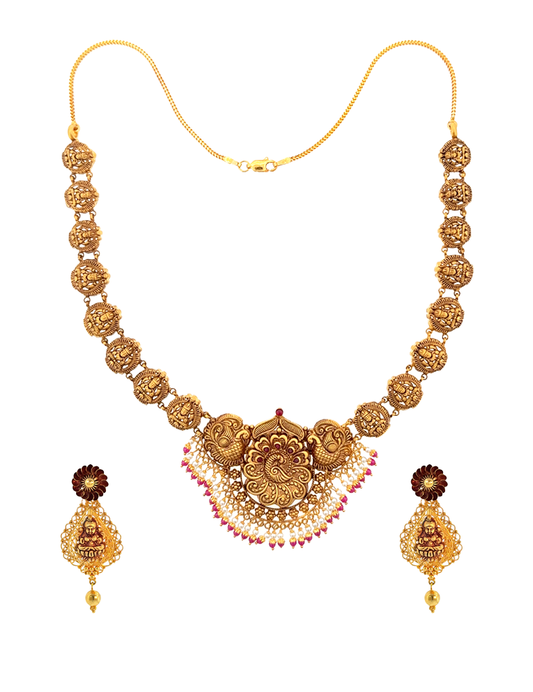 Kanakotsav Antique Necklace Set 22 Kt