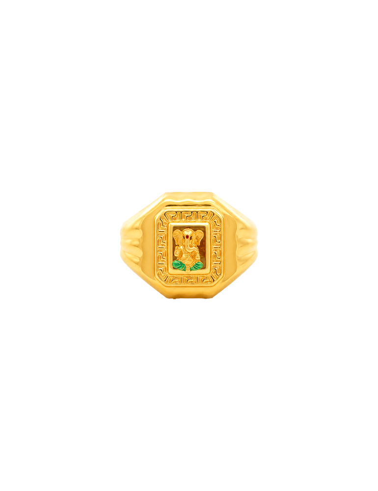 Divine Prosperity Ganesha Ring - 22 Karat