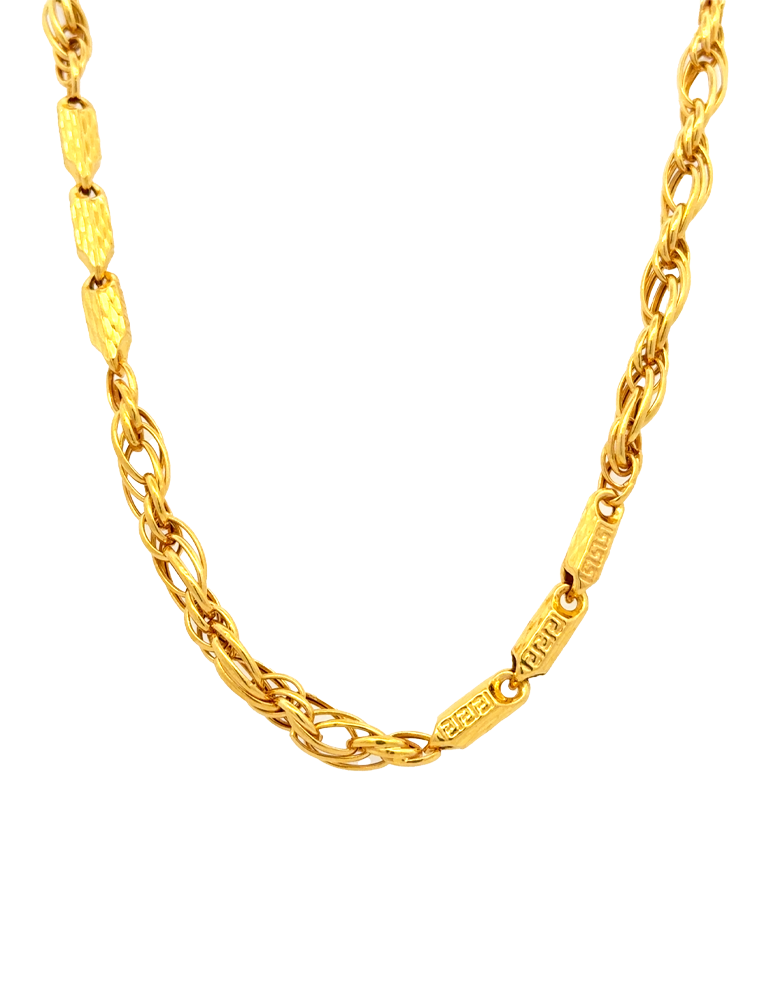Twistline Bar Accent Gold Chain - 22 Karat