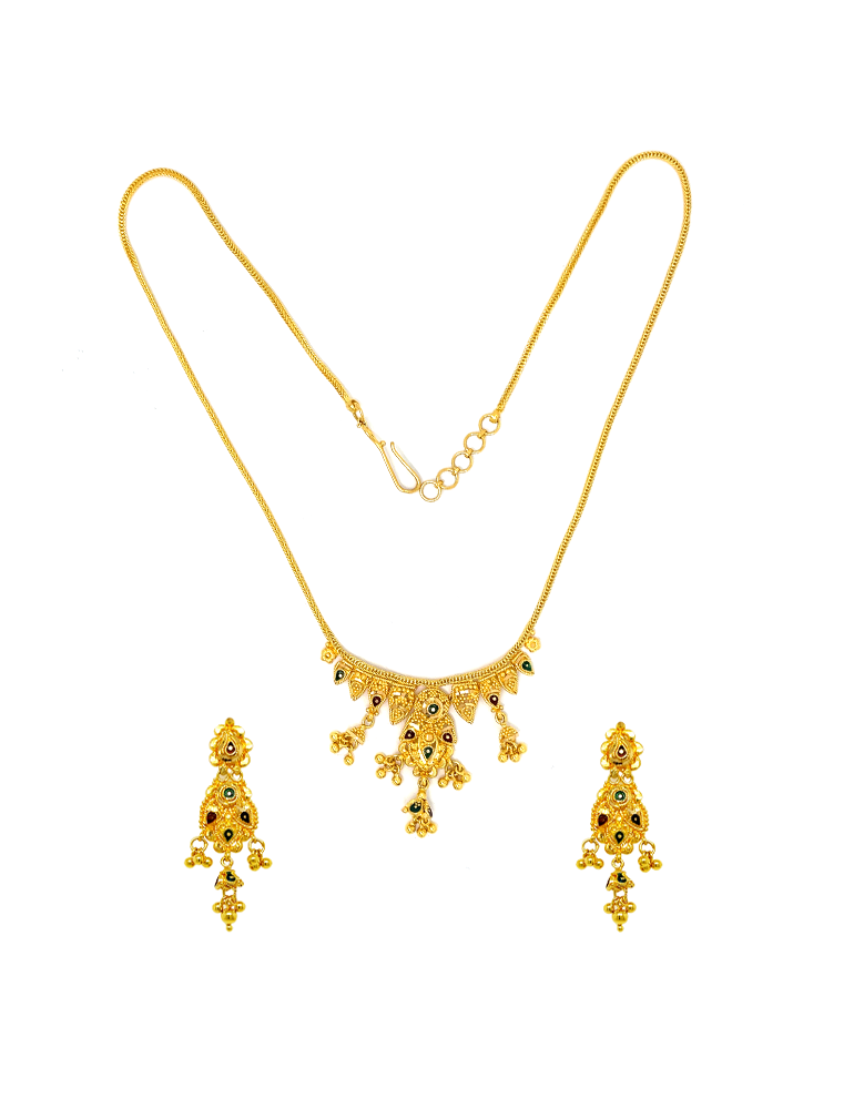 22 KT Yellow Gold Set With Earrings