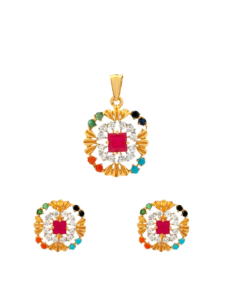 Navarathna Gold Pendant Set