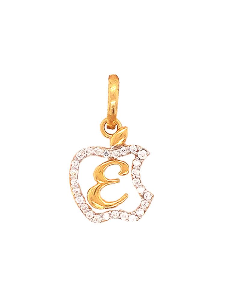 Gold Initial Pendant 22 Karat With Cubic Zirconia
