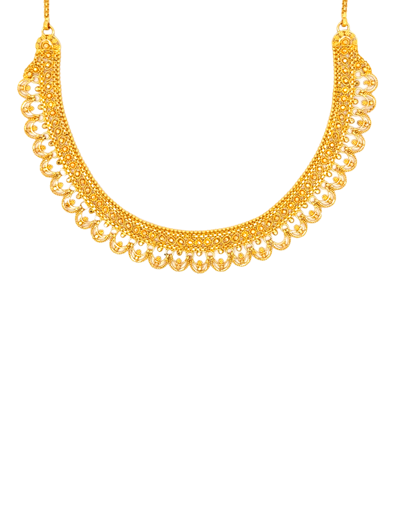 Imperial Lacework Gold Set with Earrings - 22 Karat