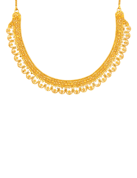 Imperial Lacework Gold Set with Earrings - 22 Karat