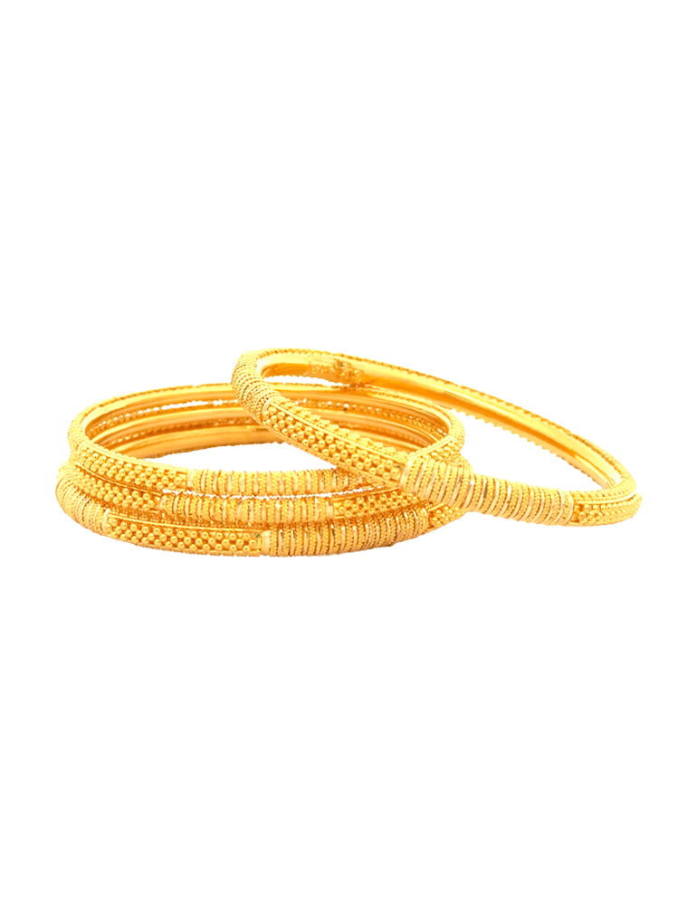 Regal Patterned 22K Gold Bangles - Set of 6
