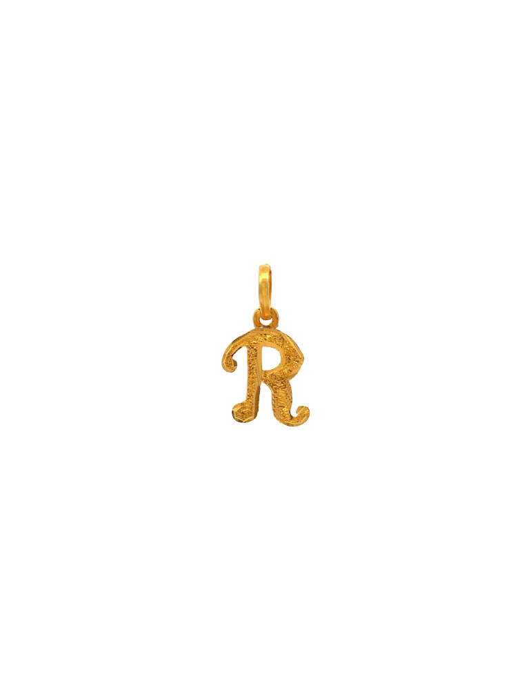 Gold Initial 'R' Pendant - 22 Karat