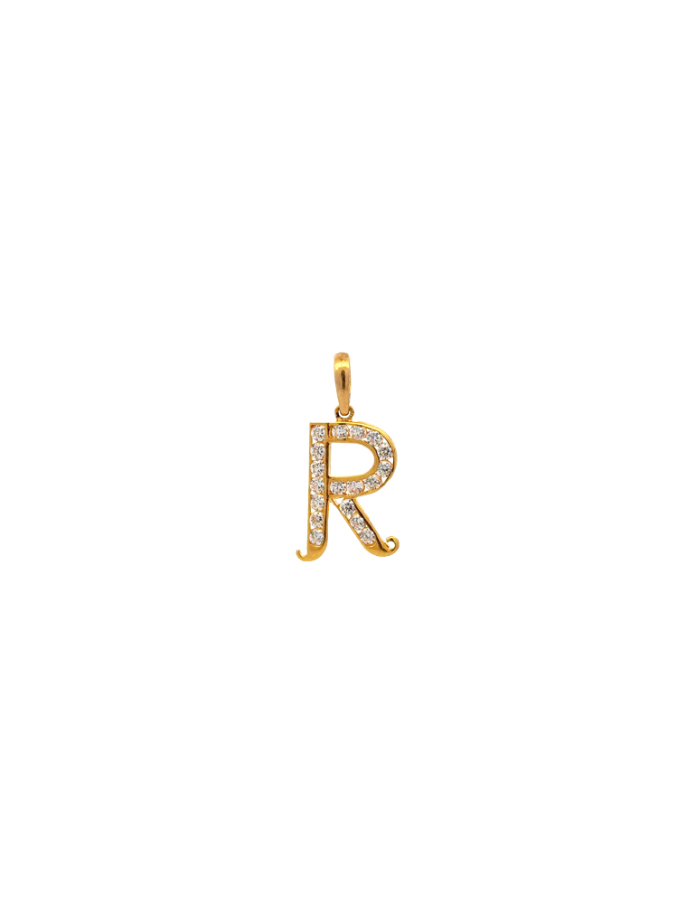 Gold Initial 'R' Pendant - 22 Karat