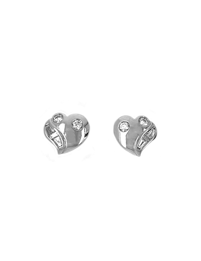 Diamond White Gold Heart Earrings In 18 Karat