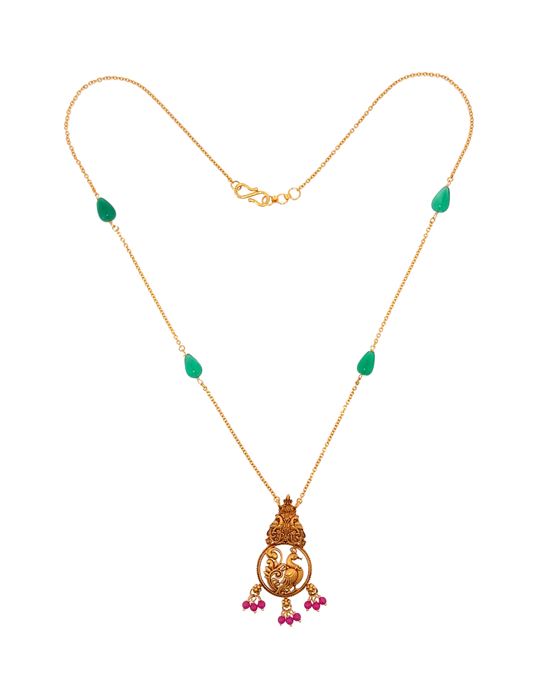 Rajamayuri Gold Pendant Necklace - 22 Kt