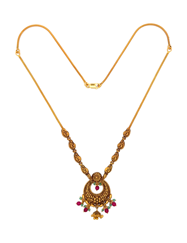 Paisley Grace Gold Pendant Necklace - 22 Kt
