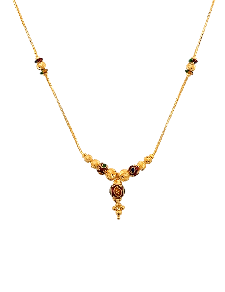 Rangoli Meenakari Gold Necklace Set - 22 Karat
