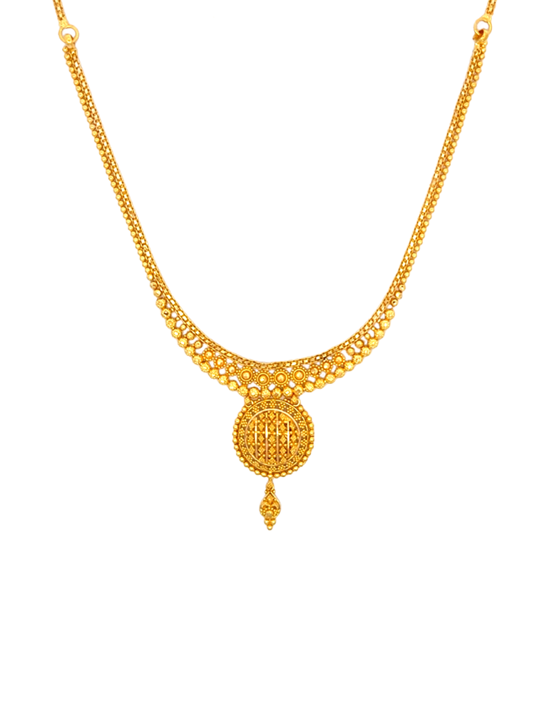 Kanika Beadcrest Pendant Necklace Set with Earrings 22 Karat