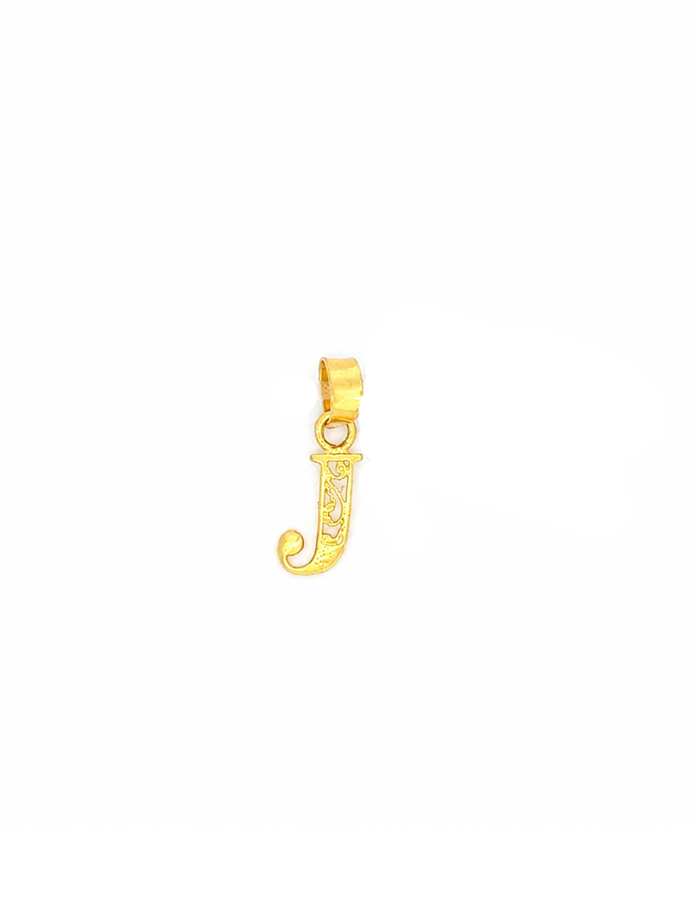 Initial 'J' Gold Pendant - 22 Karat