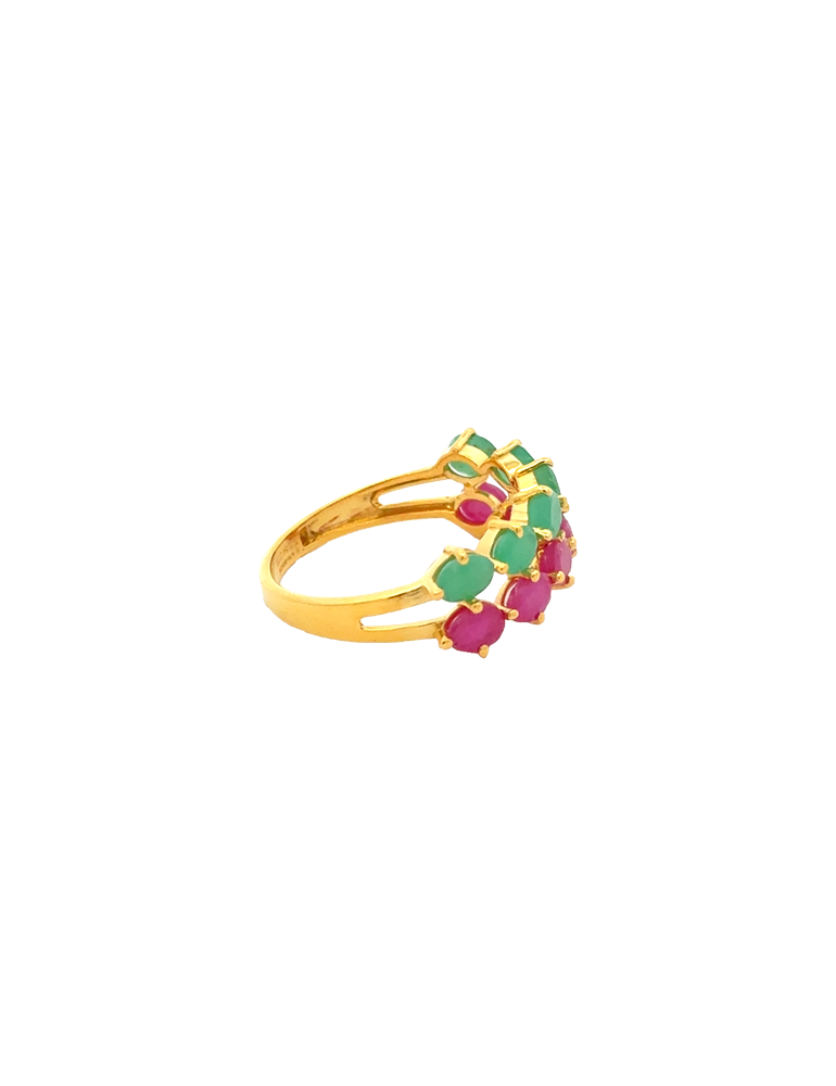 Dual Gem Cascade Ring - 22 Karat