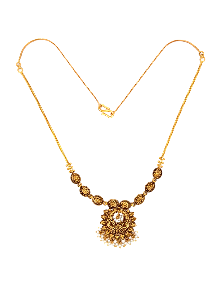 Muktika Floral Pendant Necklace - 22 Kt