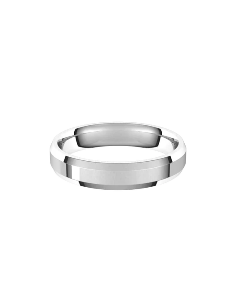 Beveled Edge Comfort Fit Flat Platinum Band