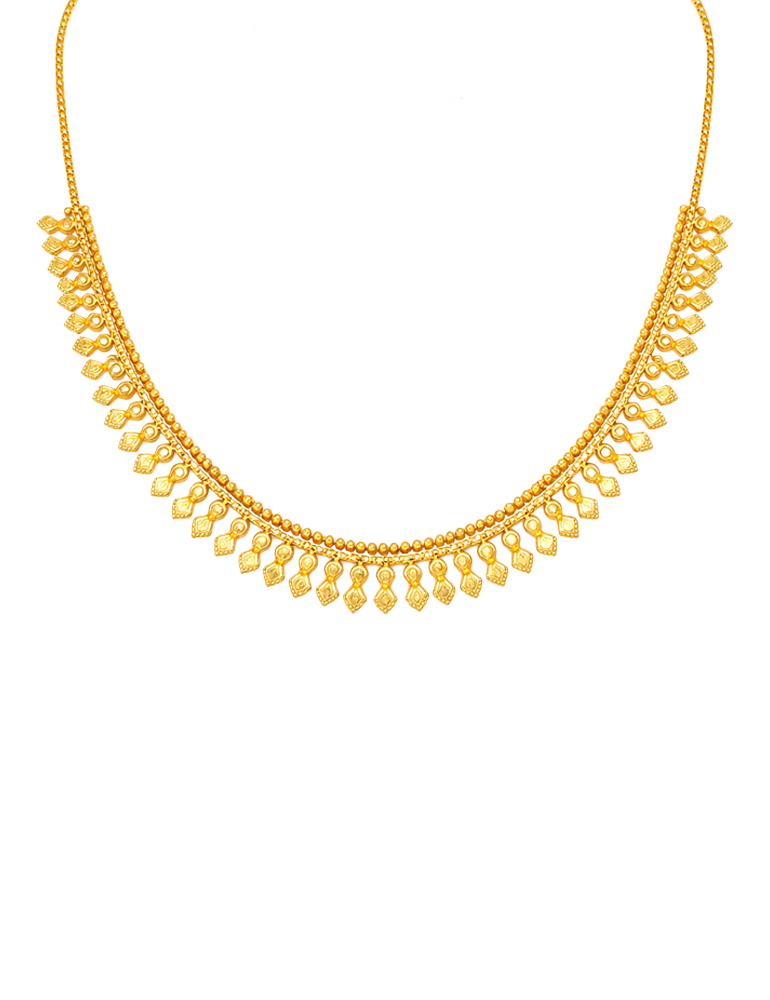 Kanak Leaf Drop Necklace with Earrings 22 Karat