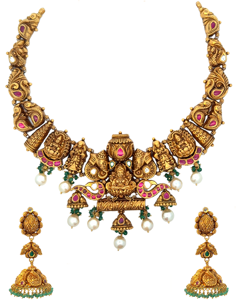 Gold Neckalce with Earrings - 22 Karat