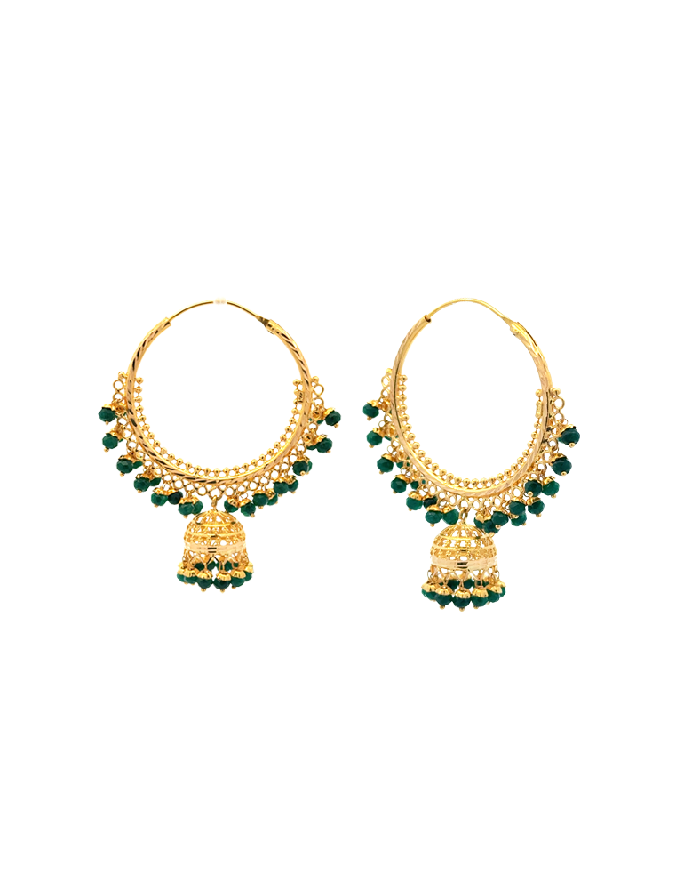 Harita Jhumka Hoops - 22 Karat