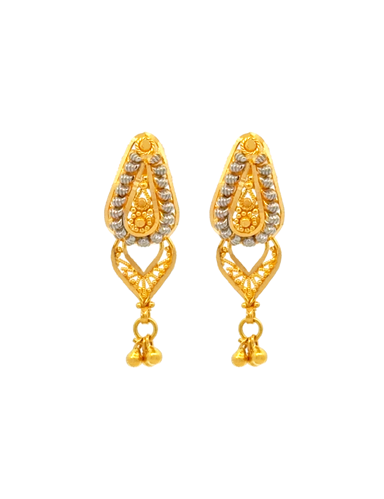 Meera Dual-Tone Drop Earrings 22 karat