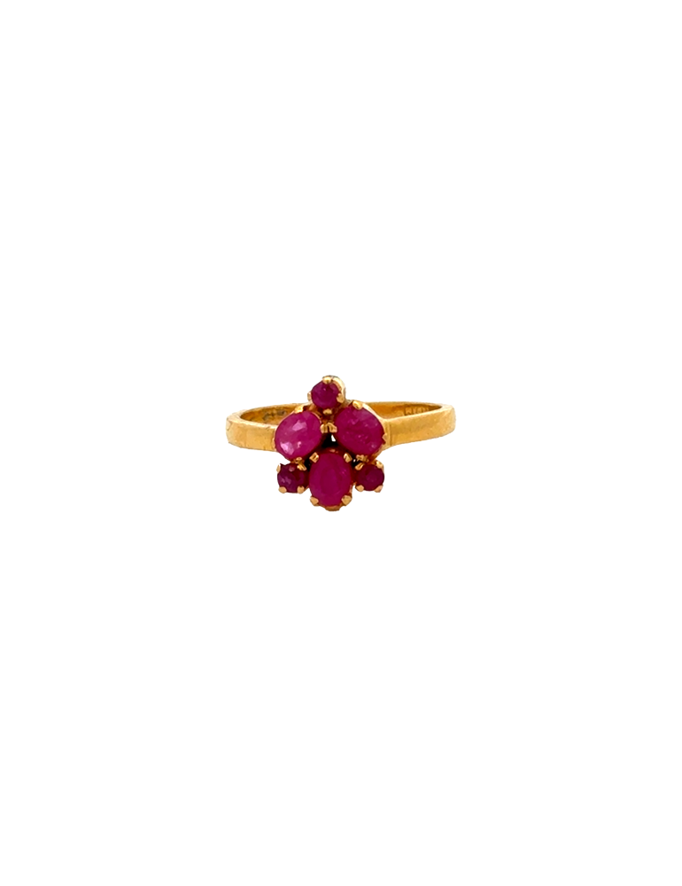 Elegant Ruby Gold Ring In 22K