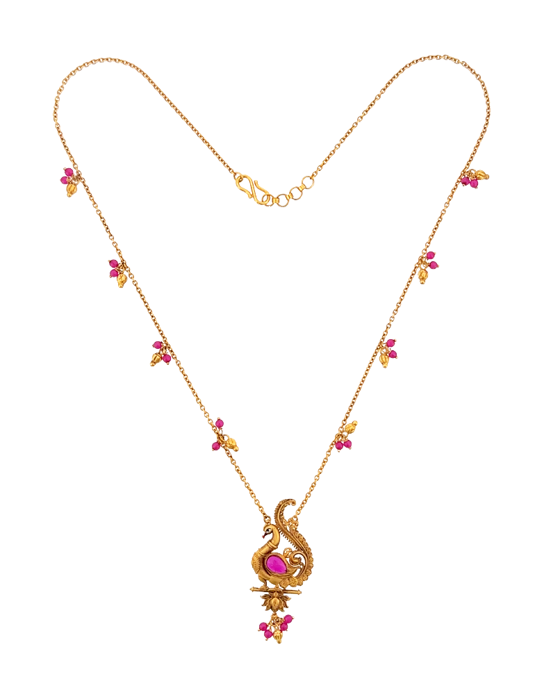 Raktamayuri Antique Gold Pendant - 22 Kt