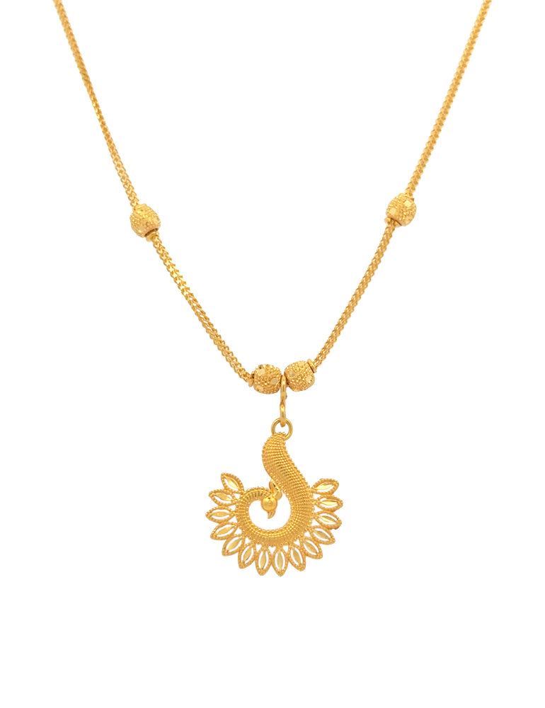 Gold Chain with Peacock's Grace - 22 Karat