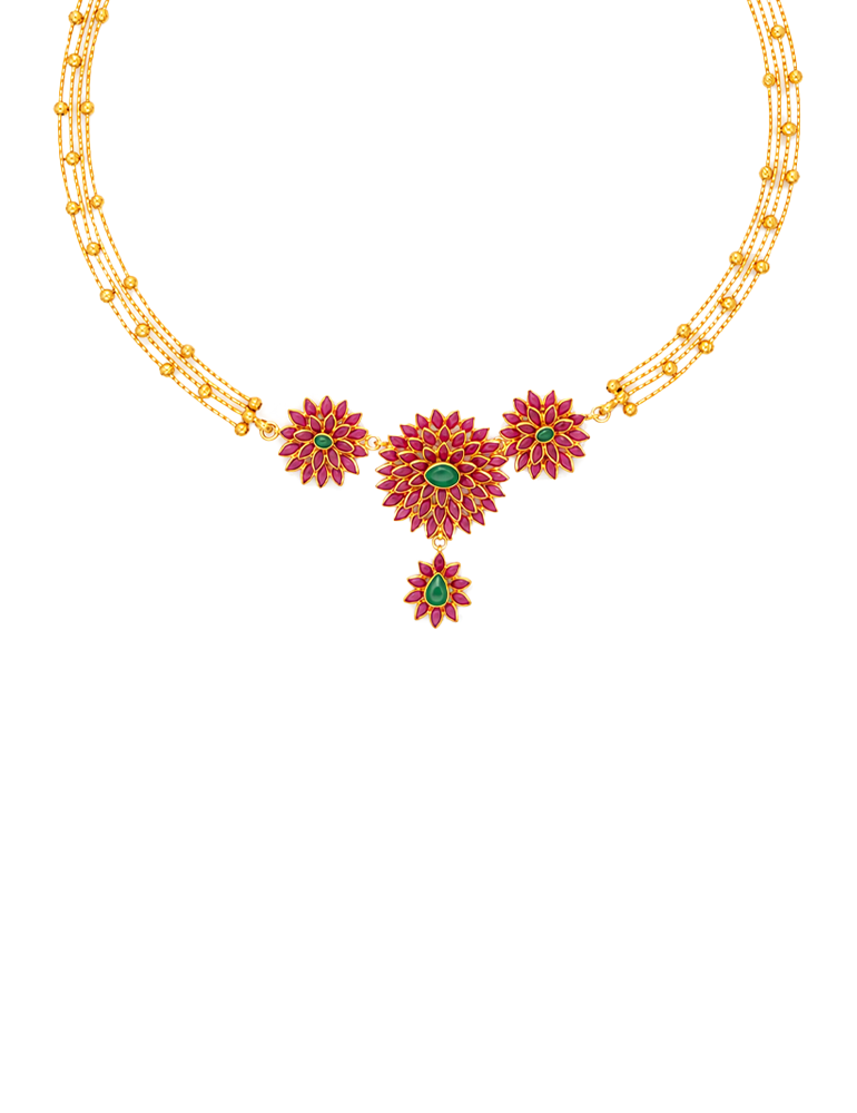 Maharani Manik Pushpa Necklace - 22 Karat