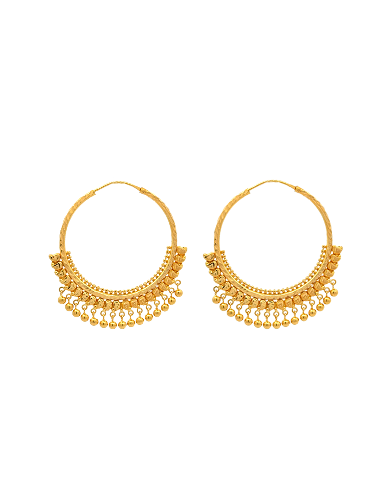 Gold Hoop Danglers - 22 Karat