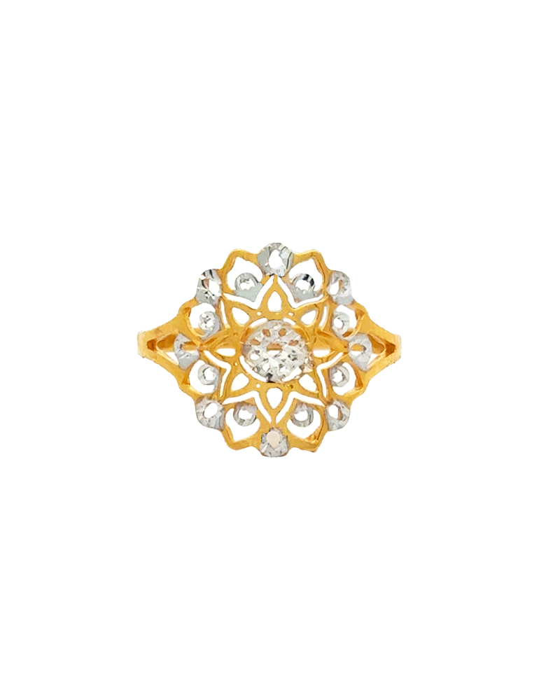 Radiant Daisy Motif Ring 22 Karat