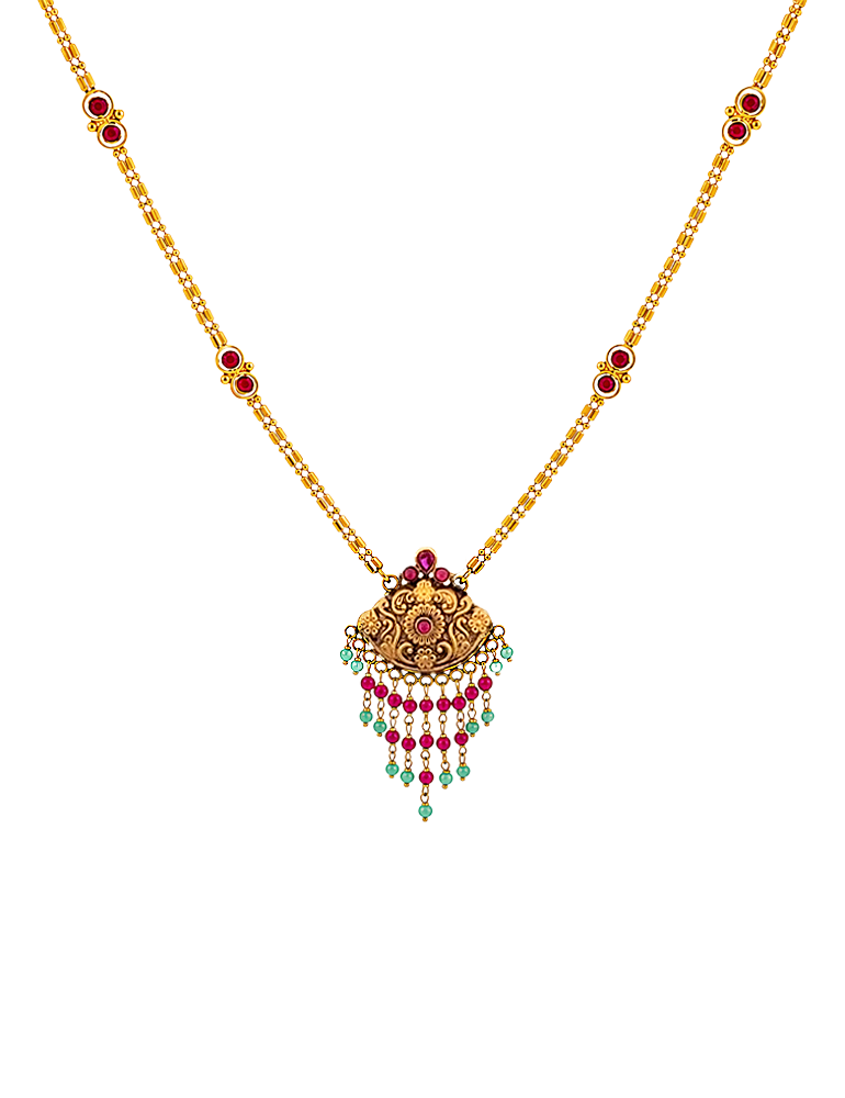 Hemamanjari Gold Necklace - 22 Kt