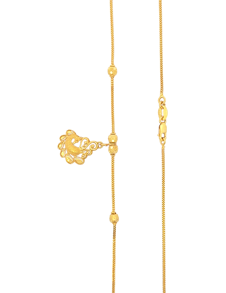 Pecock Elegance in Gold Chain - 22 Karat