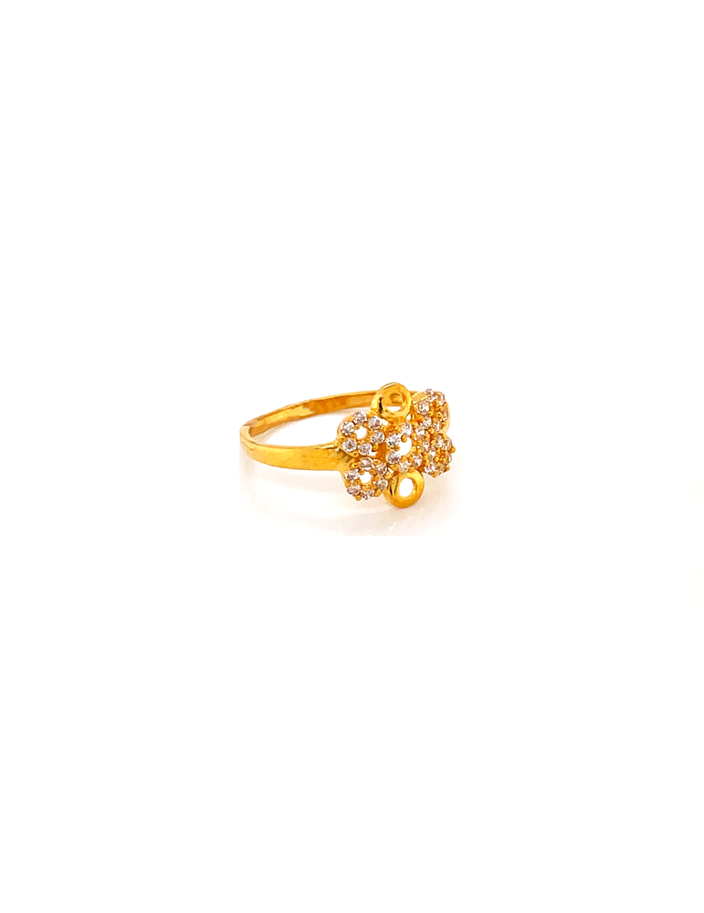 Gold Cz Circle Ring 22 Karat