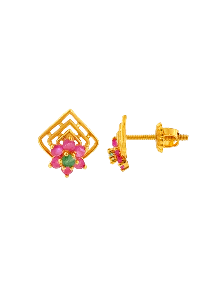 Petal Prism Gold Studs - 22 Karat