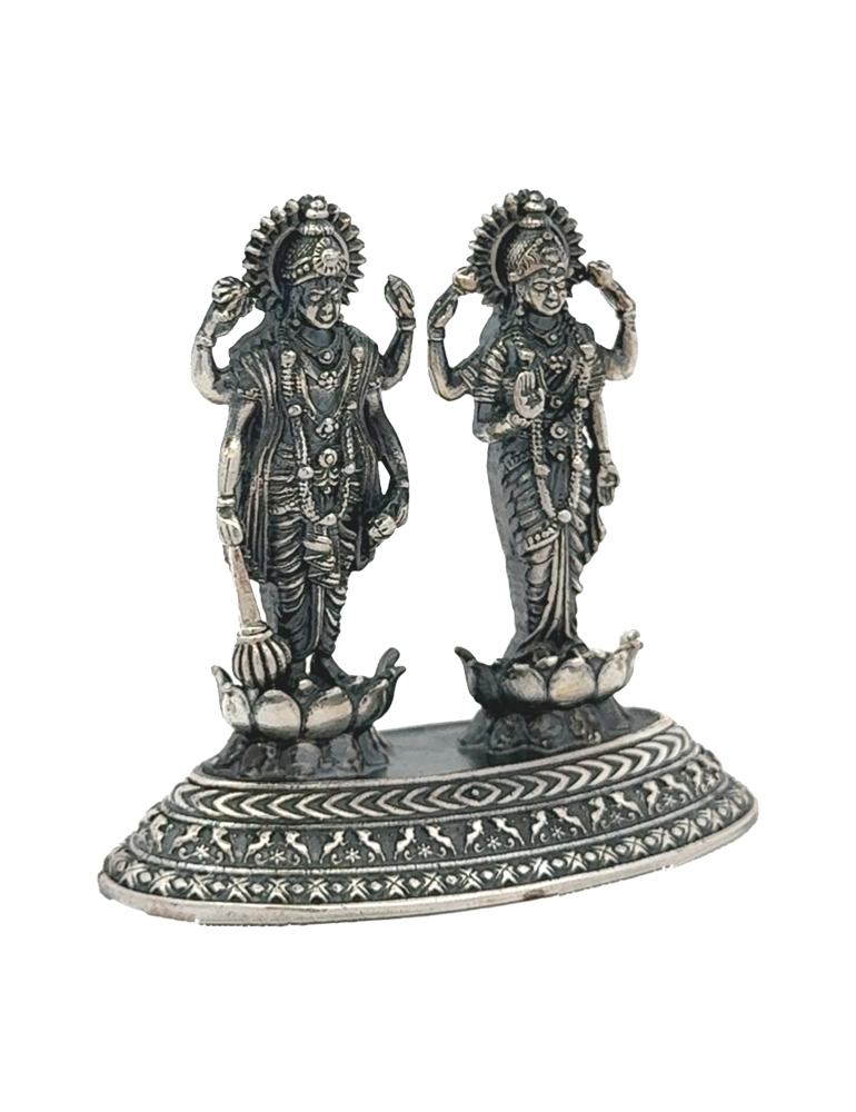 Silver Antique Lakshmi Narayan Idol