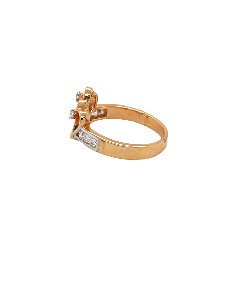 Diamond Rose Gold Ring - 18 Kt