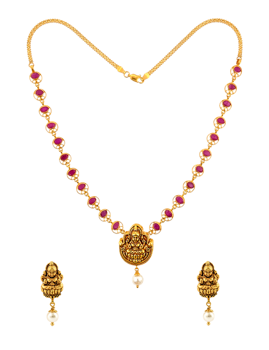 Mahalakshmi Ruby Haar Set - 22 Kt