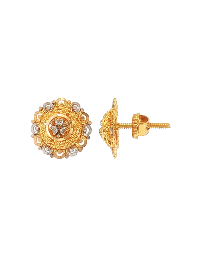Zariya Two-Tone Studs - 22 karat