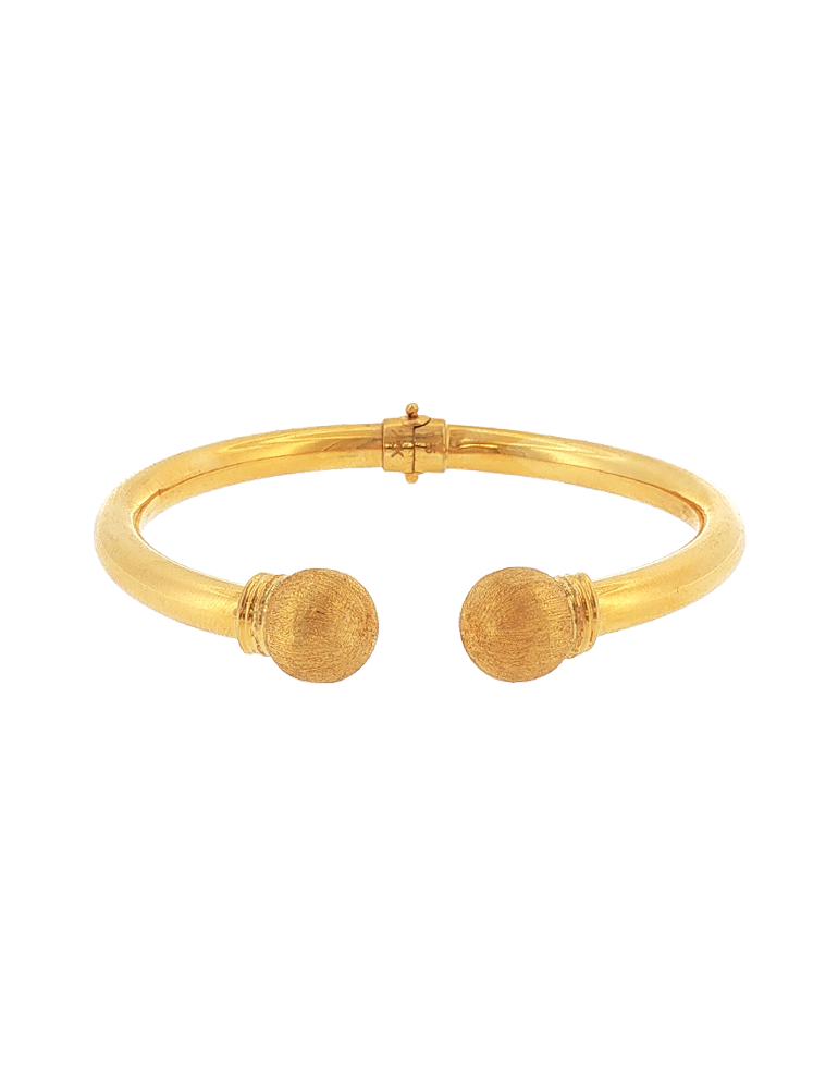 Textured Sphere Open Bangle - 22 Karat