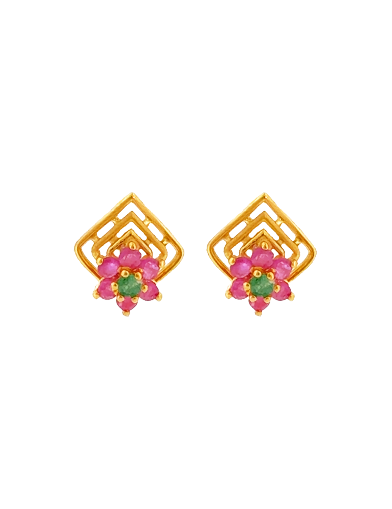 Petal Prism Gold Studs - 22 Karat