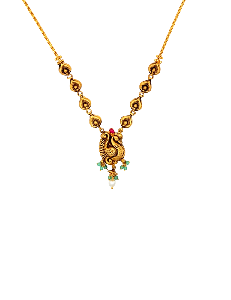 Mayurang Divine Necklace Set With Earrings - 22 Karat