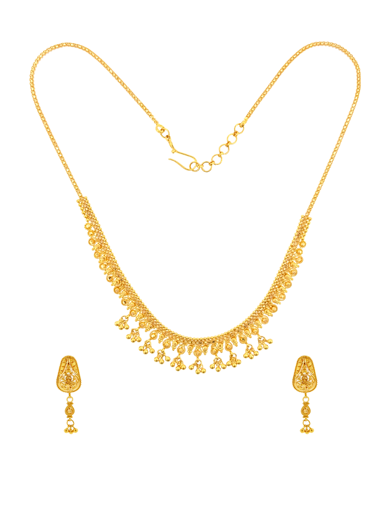 Gold Heirloom Fringe Set with Earrings - 22 Karat