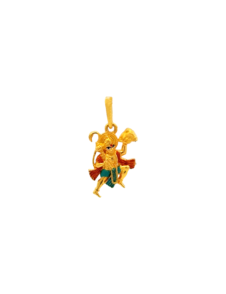 Gold Hanuman Pendant - 22 Karat
