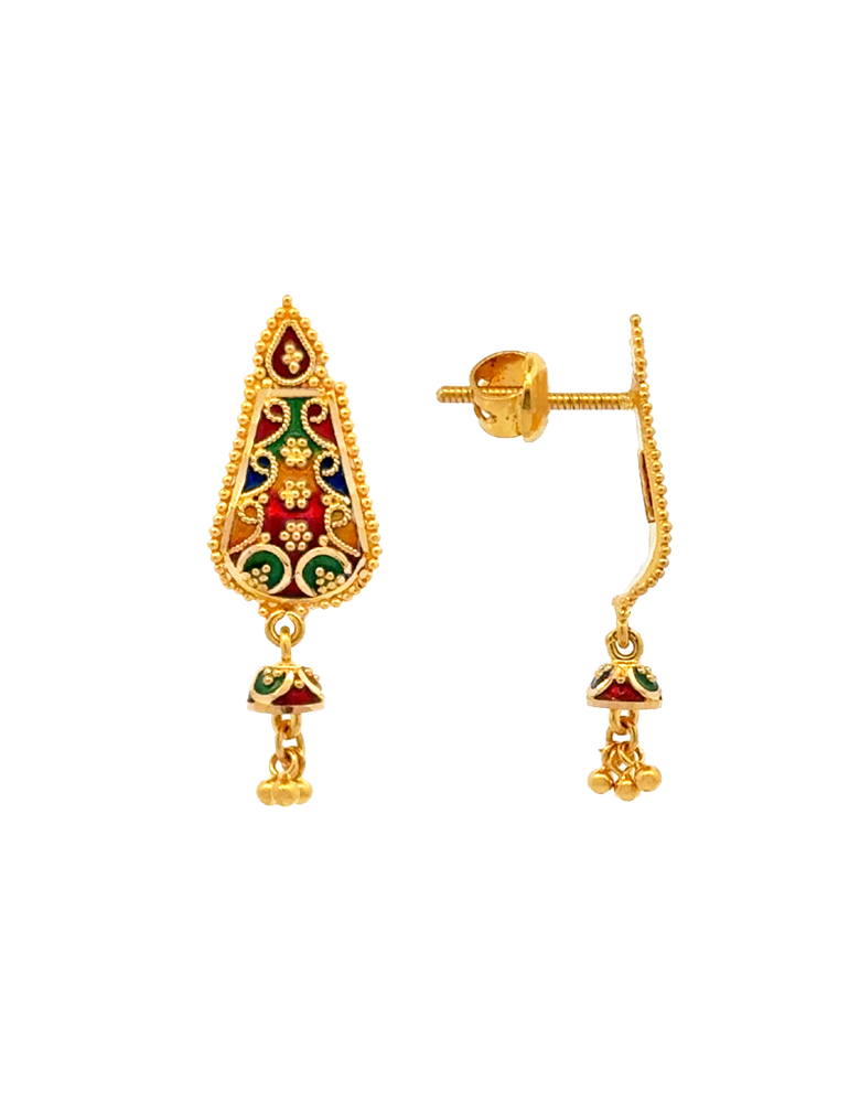 Rangmahal Motif Danglers - 22 Karat