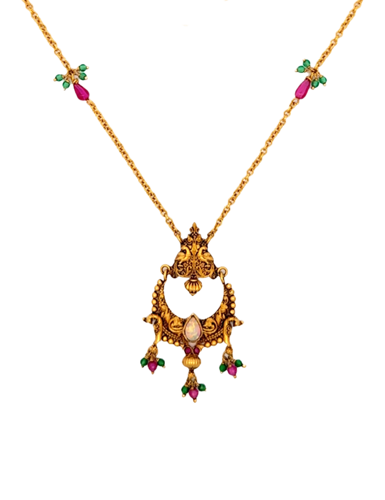 Antique Floral Arch Necklace - 22 Kt