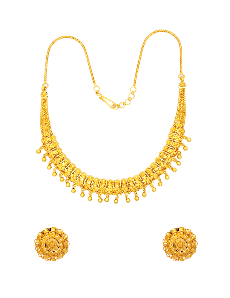 Sunwoven Elegance Necklace Set with Earrings 22 Karat